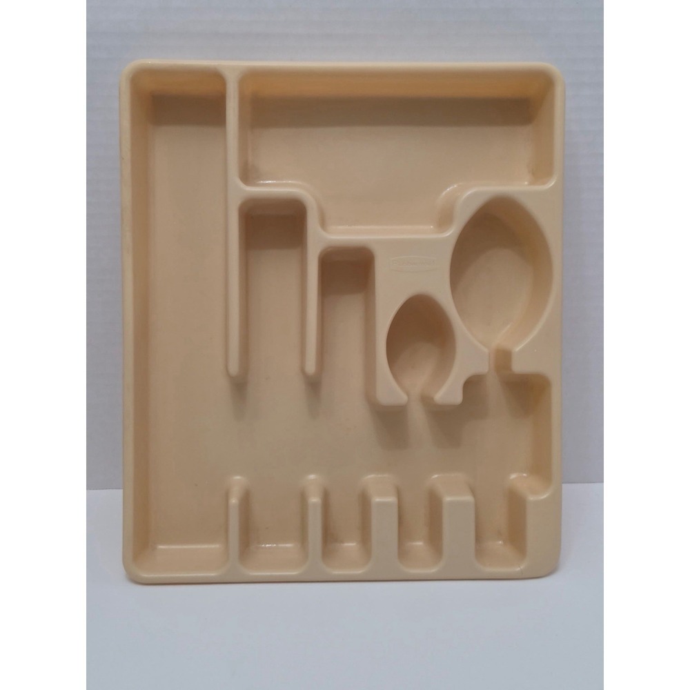 Vintage Rubbermaid Utensil Cutlery Tray Drawer Organizer Tan Plastic